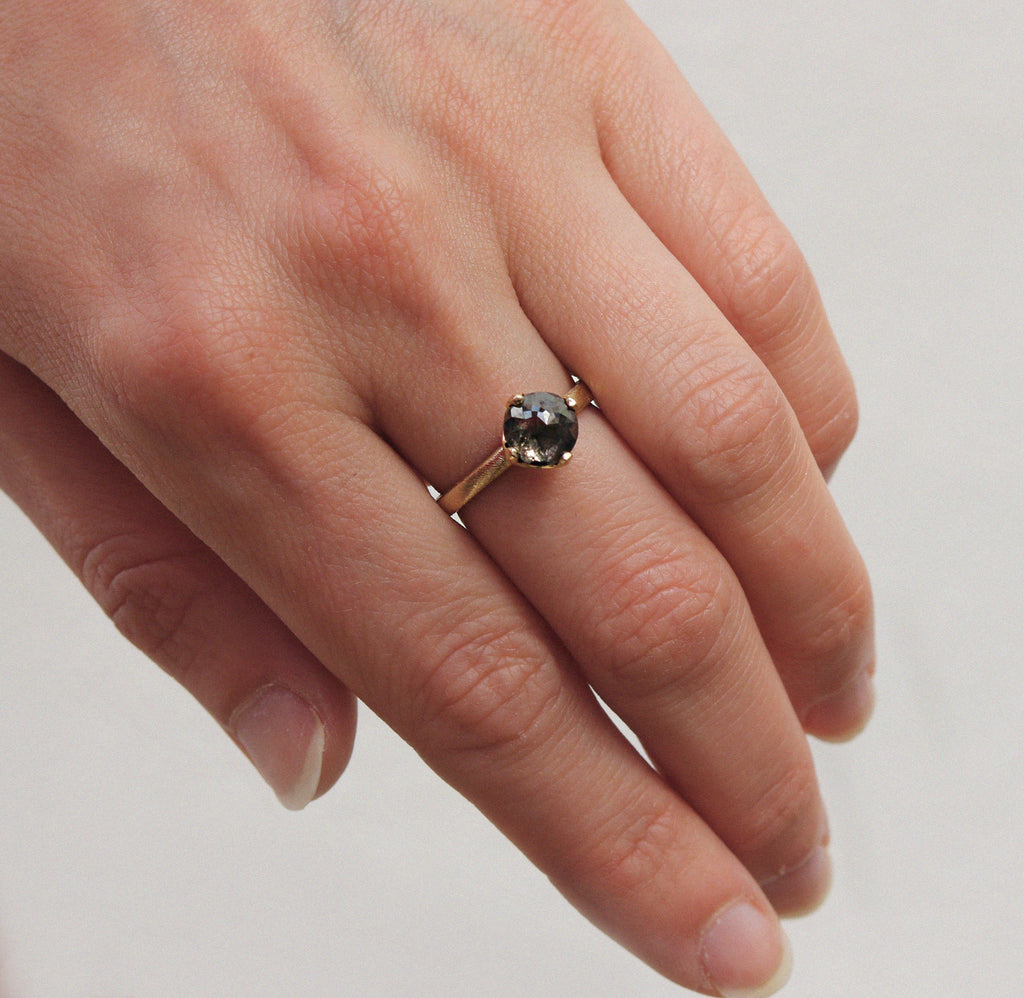 Unique Gold Rose Cut Diamond Engagement Ring