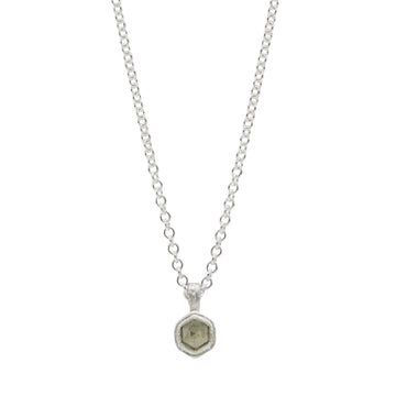 Outlet - Diana Porter Grey Rose Cut Hexagonal Diamond Silver Pendant