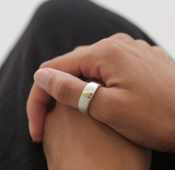 Silver Ring with 18ct Yellow Gold Heart