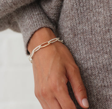 Textured Silver and Gold Link Bracelet