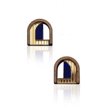 Chalk Jewellery Mini Window Studs in Navy