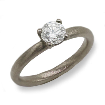 White Gold Solitaire Ring with Claw Set White Diamond