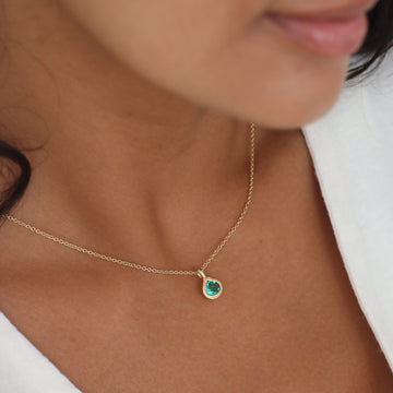 Yellow Gold Textured Pendant with Pear Drop Emerald