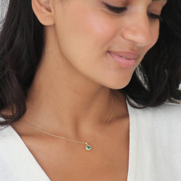 Yellow Gold Textured Pendant with Pear Drop Emerald