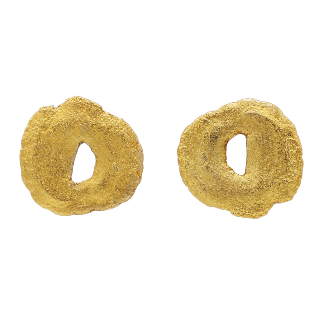 Heeseung Koh Gold Plated Fingerprint Circle Earrings