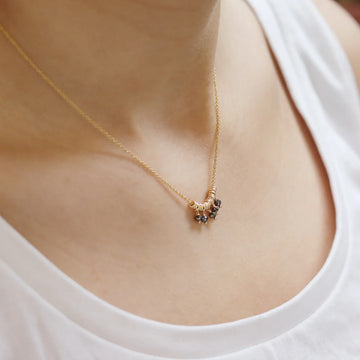 Mounir Dainty Multi Black Diamond Pendant Gold Filled