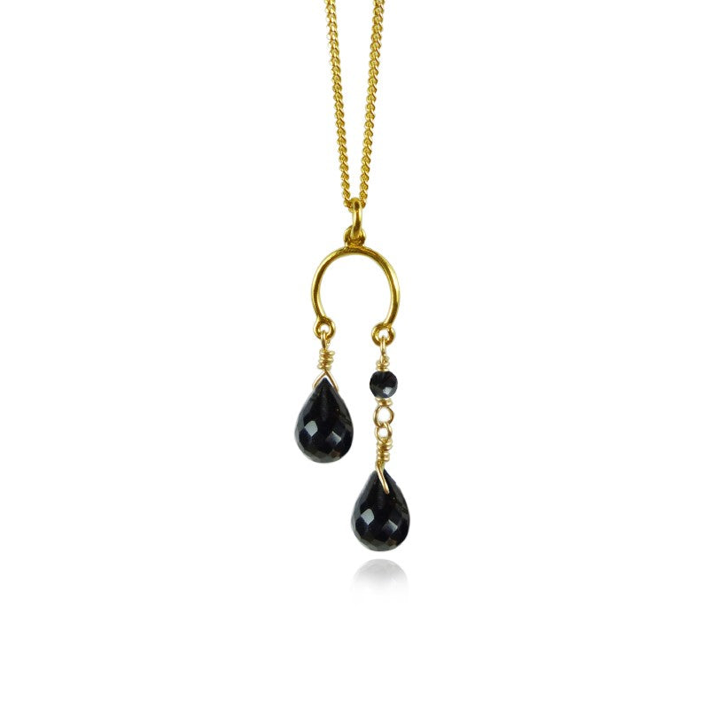 Mounir Black Onyx Briolette Drop Necklace