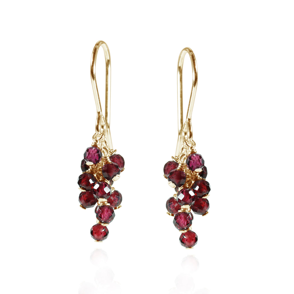 Mounir Garnet Grape Cluster Drop Earrings