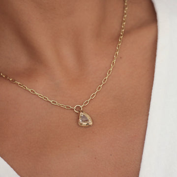 "Every Heart To Love Will Come" Gold Sapphire Pendant