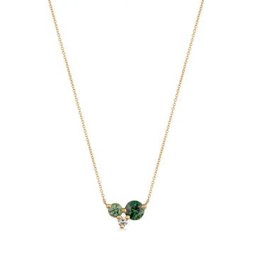 Shimell & Madden 18ct Yellow Gold Green Sapphire and Diamond Trio Necklace