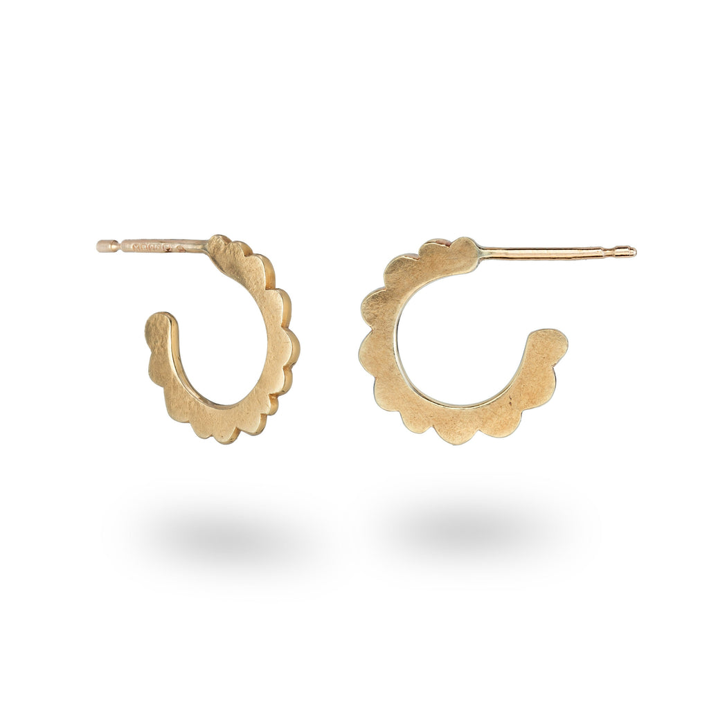 Mim Best 9ct Yellow Gold Scalloped Edge Small Hoops