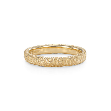 Mim Best 14ct Yellow Gold Oval Section Stamped Texture Ring