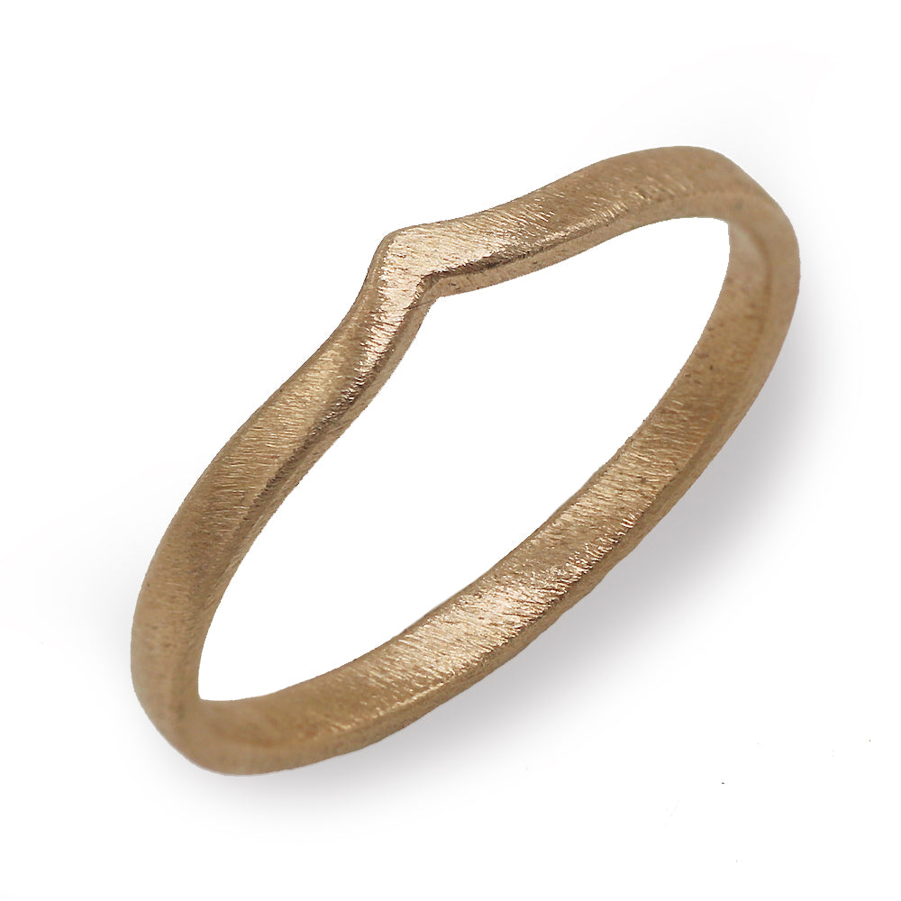 Yellow Gold Wishbone Ring on a white background 