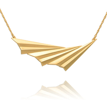Alice Barnes Pleated Wave Necklace Gold Vermeil