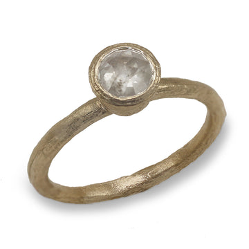 Yellow Gold Organic Ring Set with Rose Cut Diamond