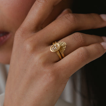 Collaboration 18ct Fairtrade Yellow Gold Art Deco Fan Ring