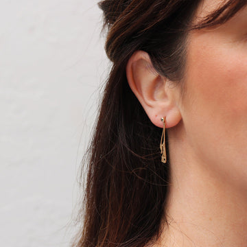 Zoya Dickinson Butterfly Brown Rose Cut Diamond Drop Yellow Gold Earrings