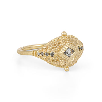 Mim Best One-of-a-kind 'Luminara' Grey Diamond Yellow Gold Ring