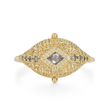 Mim Best One-of-a-kind 'Luminara' Grey Diamond Yellow Gold Ring