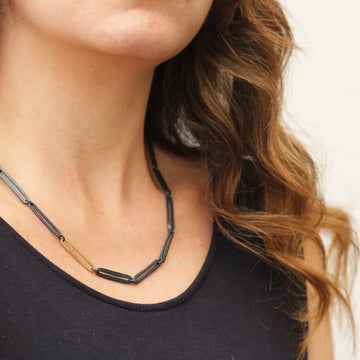 Natalie Jane Harris 18ct yellow Gold & Oxidised Silver Necklace