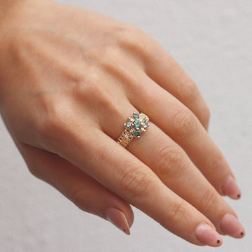 Rosalyn Faith 9ct Yellow Woven Gold Star Sapphire Ring with Diamonds