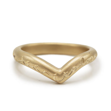 Every Heart To Love Will Come Curved Yellow Gold Wedding Band