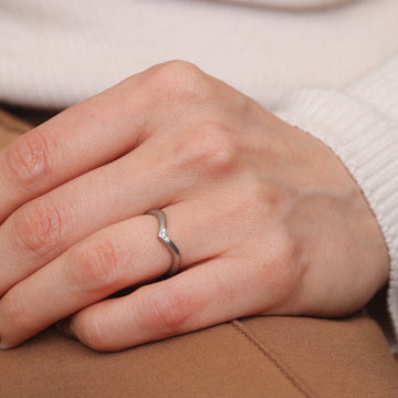 Platinum Wish Bone Ring with Diamonds