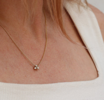 9ct Fairtrade Yellow Gold and Three Diamond Necklace