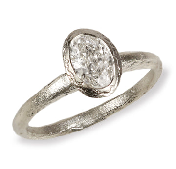White Gold Engagement Ring with Oval Lab Grown Diamond
