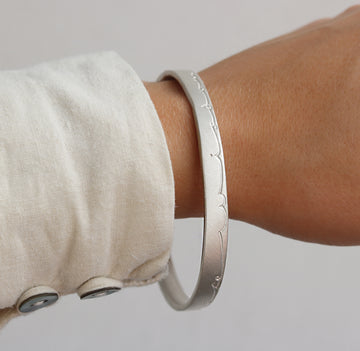 Wide Silver 'Wisdom Of Life' Bangle