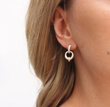Silver and Fairtrade yellow gold 'The Spirit' Drop Ear Studs