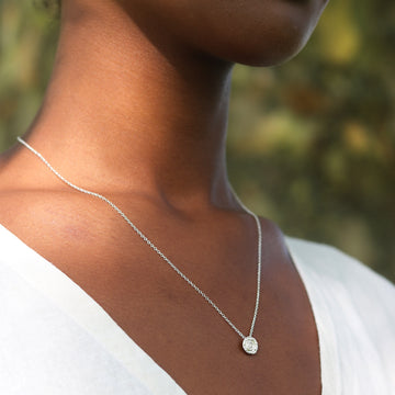 Small Etched Silver and 0.03ct Diamond Pendant