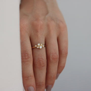 9ct Fairtrade White Gold Multi set Ring with Six White Diamonds