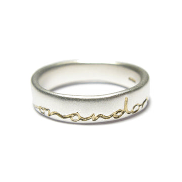 Diana Porter silver etched on and on gold ring