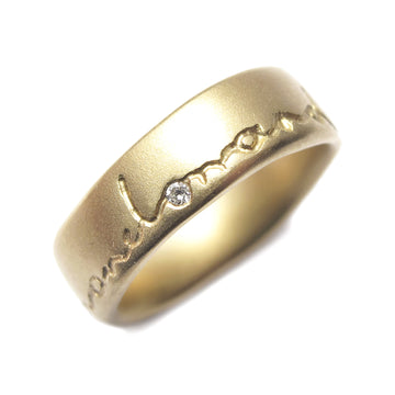 Men's Gold Wedding Ring Etched With 'on and on'