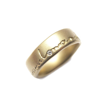 Men's Gold Wedding Ring Etched With 'on and on'