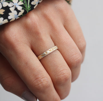 Narrow Silver Square 'ON AND ON' Ring