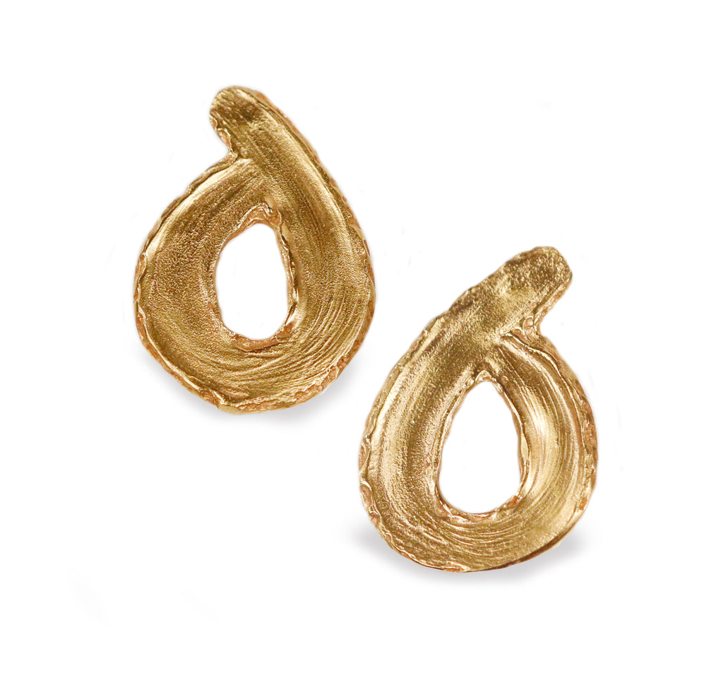 Becca Macdonald Rounded Brushstroke Earrings in Gold Plate
