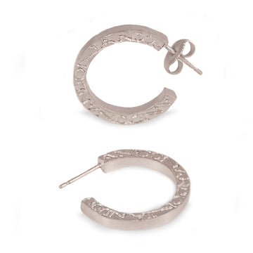 Silver Square 'ON AND ON' Hoop Earrings