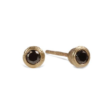 9ct Fairtrade Yellow Gold Ear Studs with Black Diamonds
