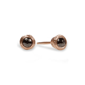 9ct Fairtrade Rose Gold Ear Studs with Black Diamonds
