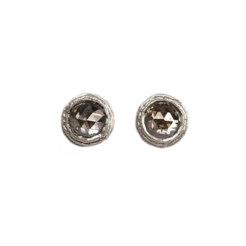 9ct Fairtrade White Gold Ear Studs with Salt and Pepper Diamonds
