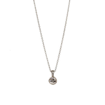 Platinum Etched Pendant Set with a Diamond on Platinum Chain