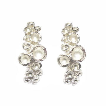 Large etched silver Emerge earrings from Diana Porter's new collection 2017