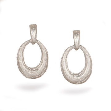 Silver Textured Double Drop Earring