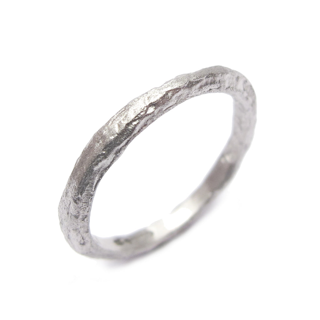 Slim, Textured 9ct Fairtrade White Gold Ring