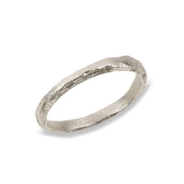 Slim, Textured 9ct Fairtrade White Gold Ring