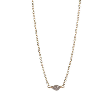 9ct Fair-mined Yellow Gold Necklace with Oval Grey Diamond Bead