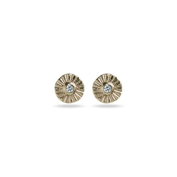 Mim Best 9ct Teeny Tiny Yellow Gold and Diamond Stamped Studs
