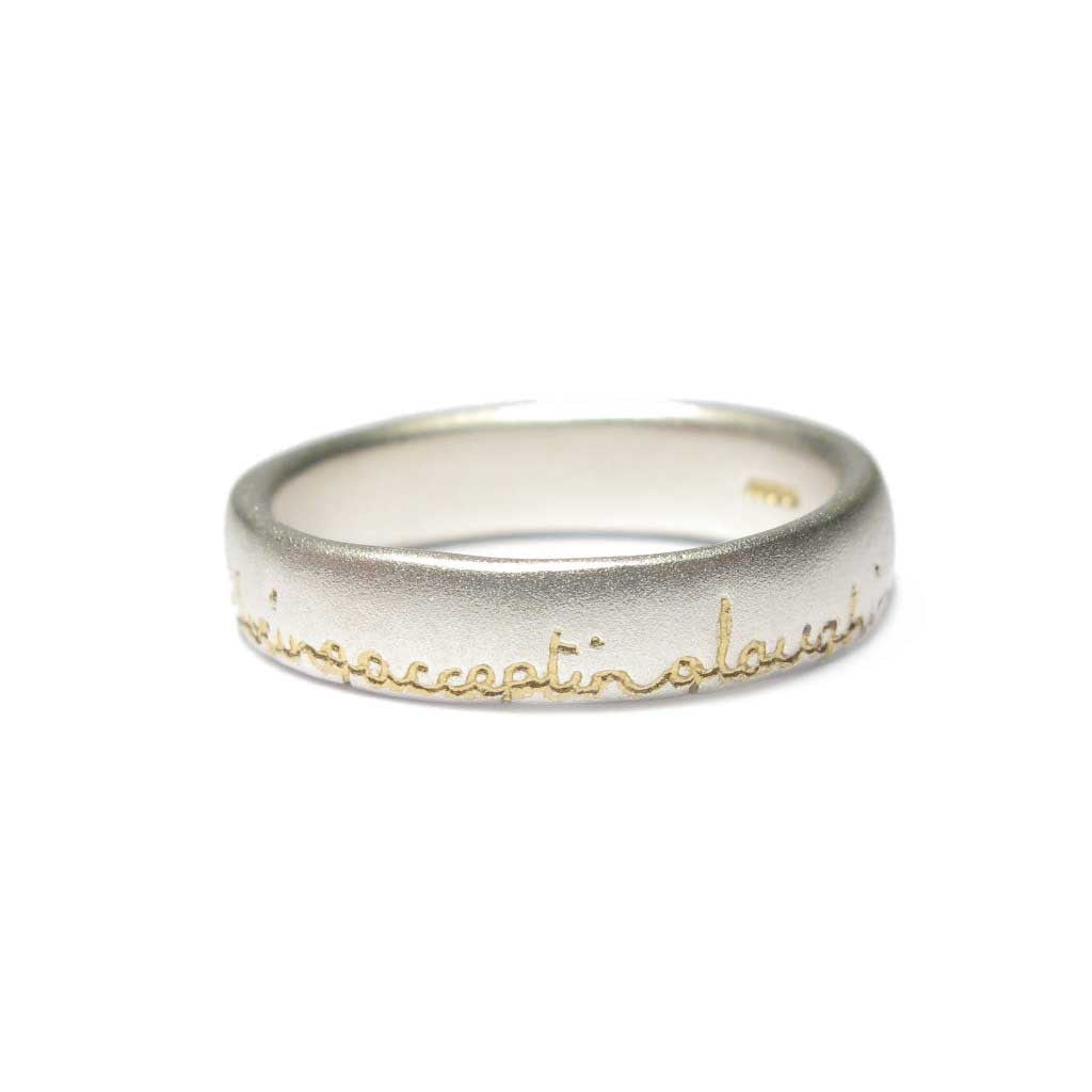 Diana Porter Jewellery bespoke commission etched silver gold ring